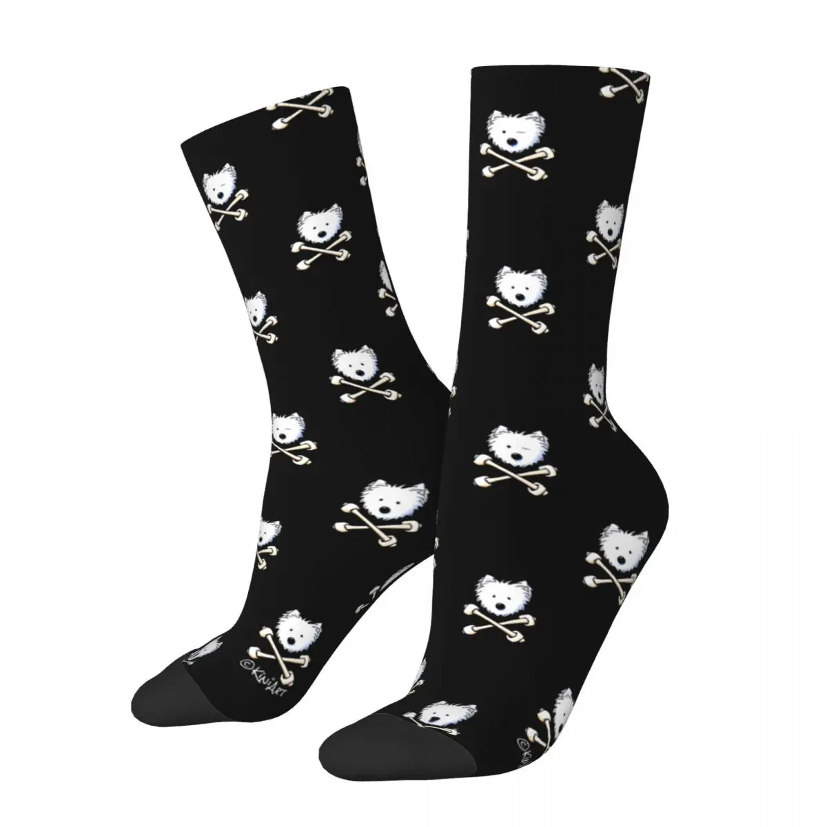 Retro Verzengende Crossbones Westies Compressiesokken Voor Heren Unisex Harajuku Patroonprint Nieuwigheid Crew Sok