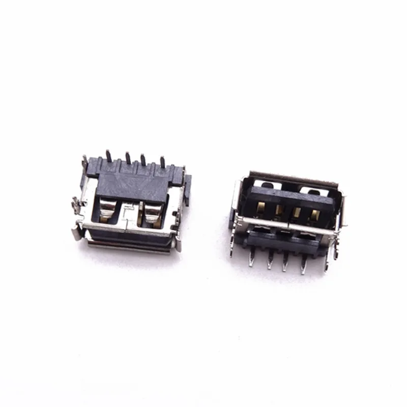 For USB 2.0 female seat USB female seat short body 10.0 four-pin full plug-in board 6.8H curling edge LCP gray glue/
