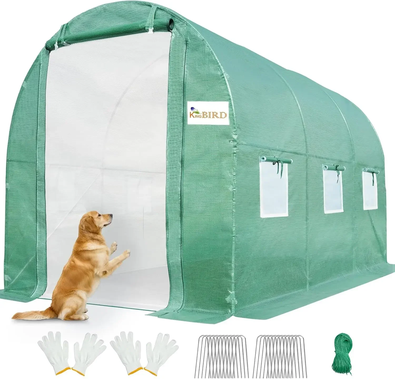 

Теплица премиум-класса 10x6,6x6,6 футов для улицы, большая прочная рама из оцинкованной стали, модернизированное окно с сетчатым дверным экраном