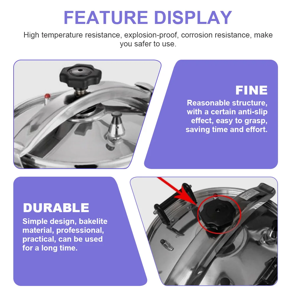 

3 pcs Pressure Cooker Knob Switch Bakelite Cover Handle High Temperature Resistant Explosion-Proof Corrosion-Resistant Non-Slip