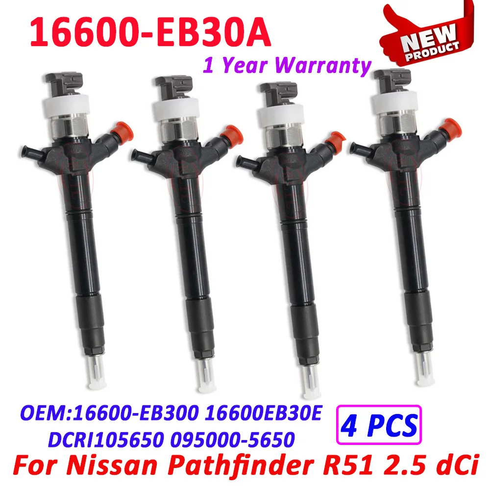 

4 PCS 16600-EB30A NEW Diesel Injector16600EB30A 16600-EB300 095000-5650 Fuel Nozzle 16600EB30E for Nissan Pathfinder 16600-EB30D