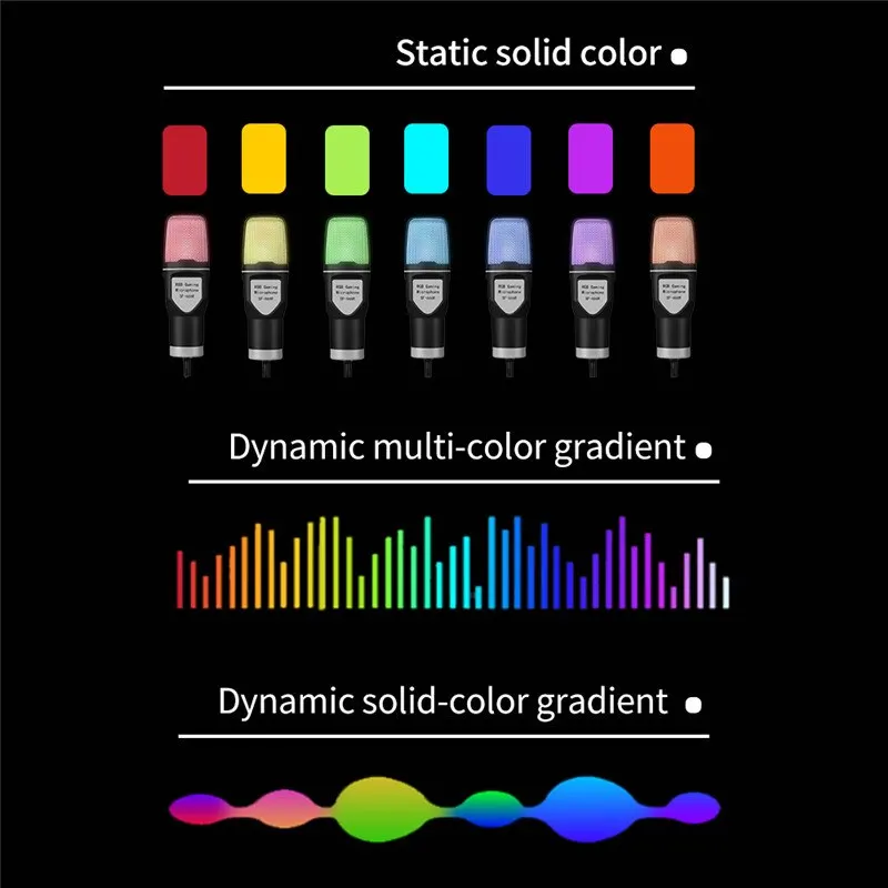 Mikrofon USB mikrofon do gier RGB Microfone Condensador Wire do podcastów Studio nagraniowe strumieniowe pulpit PC laptopa