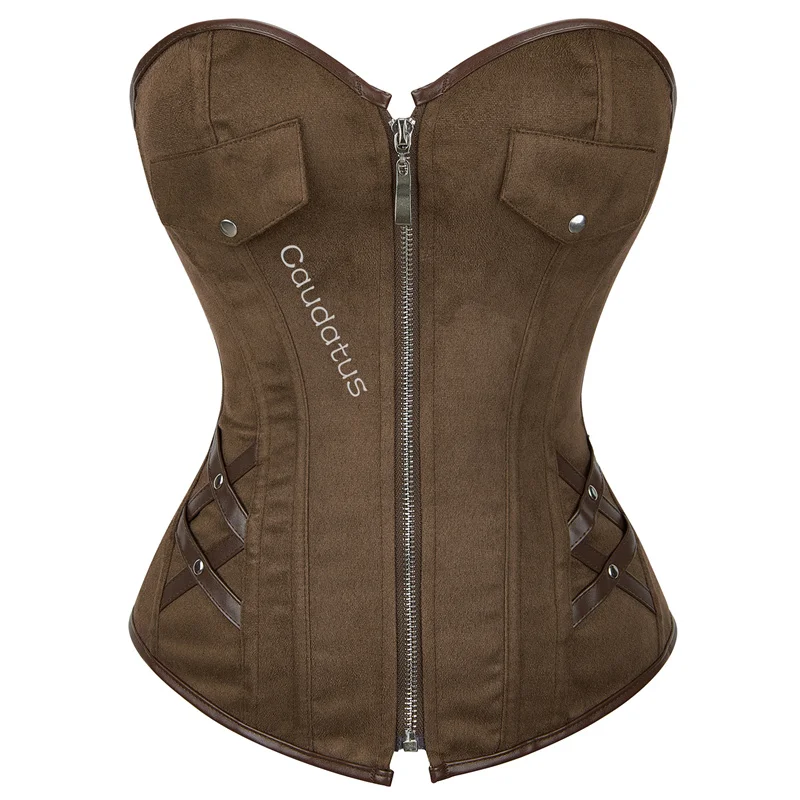 

Корсет в стиле стимпанк, готический бюстье для женщин, большие размеры, винтажный, на Хэллоуин, корсет-бюстье, пиратский костюм, коричневый, Disfraz Mujer