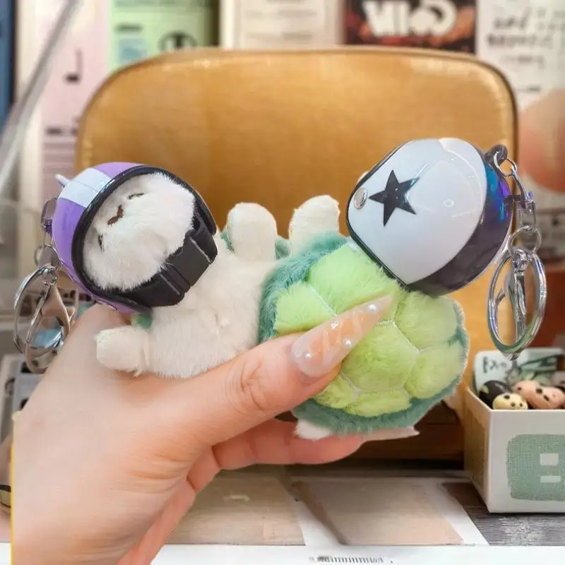 Pendentif en peluche porte-clés de décoration de sac; Ornement de décoration animale de voiture de casque de tortue de mer