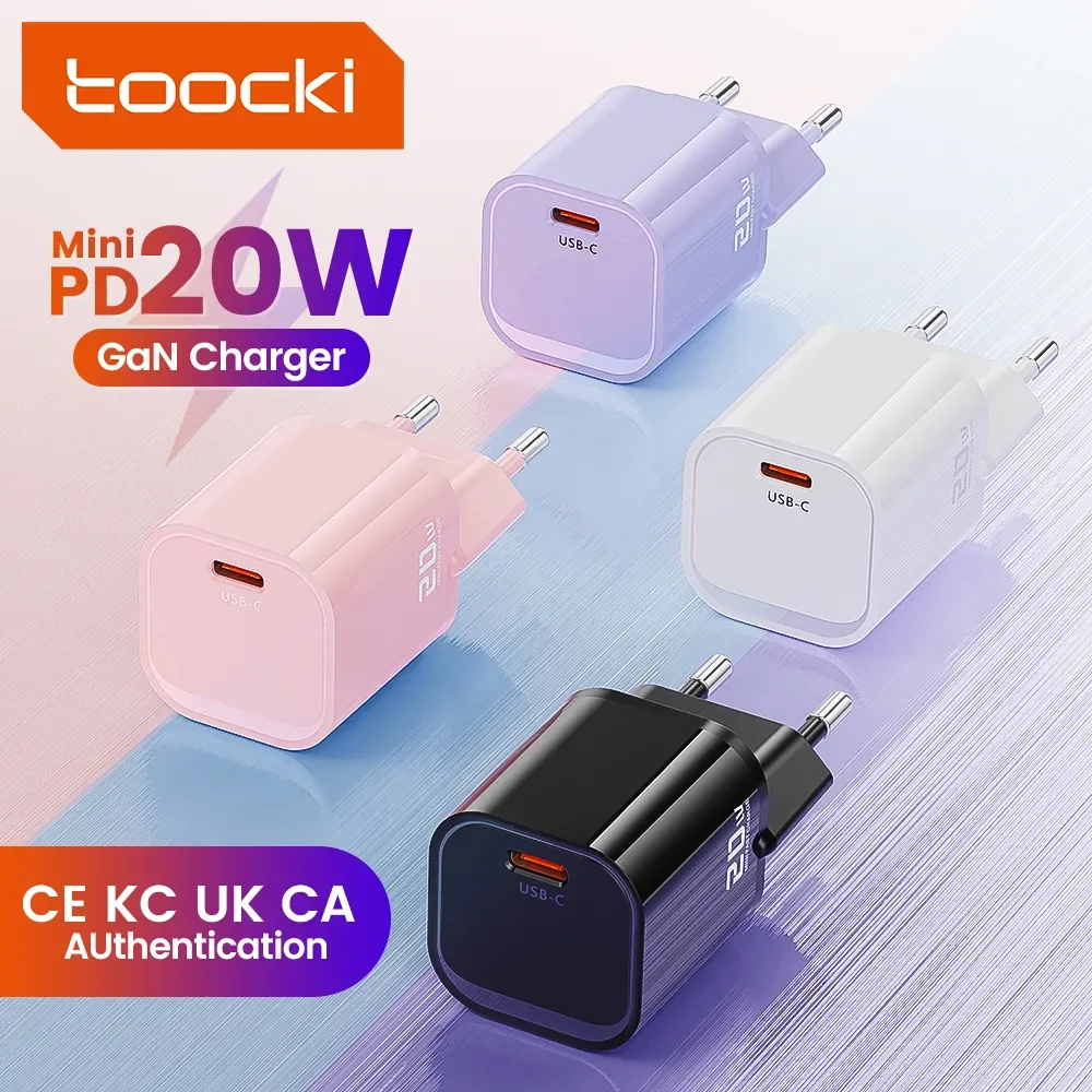 Toocki 20W GaN USB ładowarka QC 3.0 PD szybka ładowarka typu C do iPhone 15 14 Pro Max Xiaomi Samsung S23 typ C Mini ładowarka do telefonu