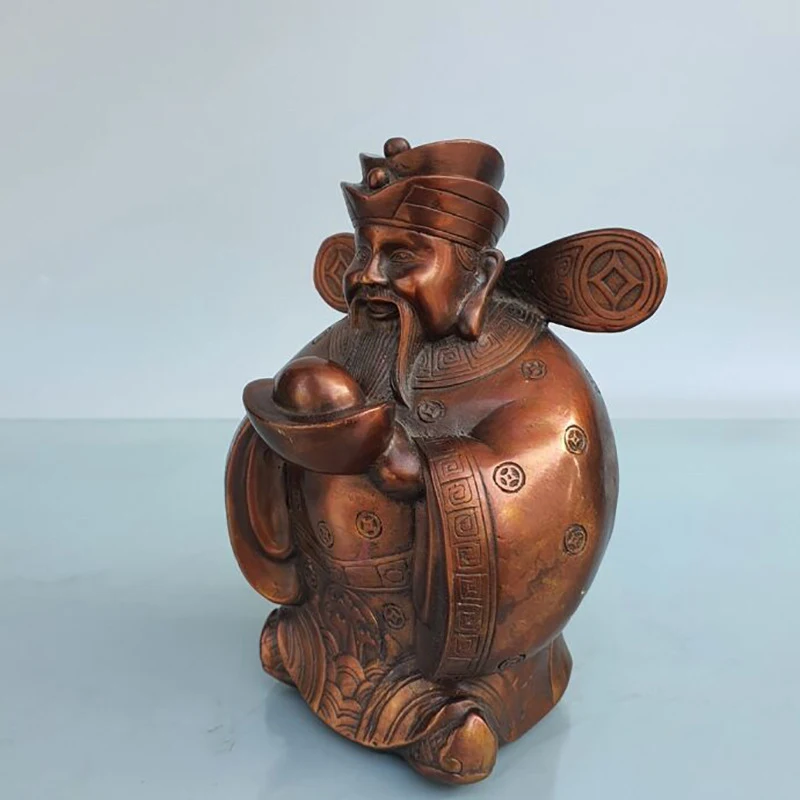 Exquisitely Crafted Brass-Colored Ingot Home Decoration Copper Money God Worship Ornament Craft Item