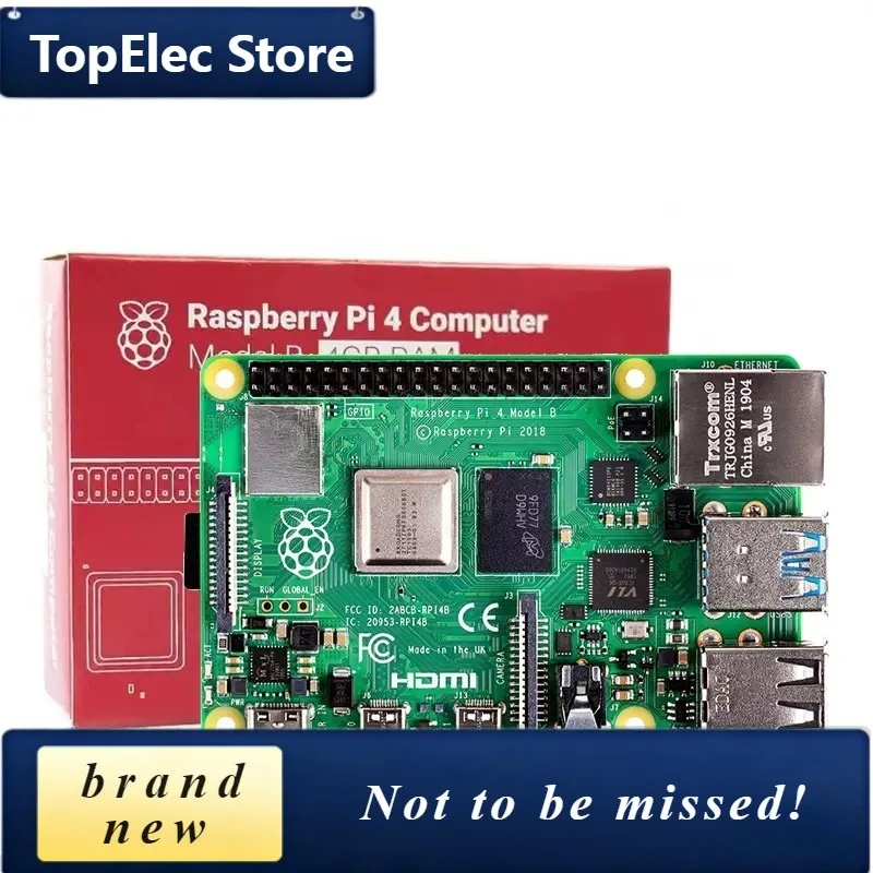 TopElec Original Raspberry Pi 4B 4th Generation B Type UK Made 1GB 2GB 4GB 8GB Raspberry Pi 4B Development Board WiFi Kit