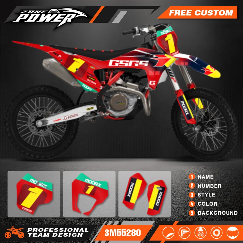 Powerzone Custom Team Graphics Background Decals Stickers Kit for Gasgas Gas Gas EC MC 2021 2022 2023 41