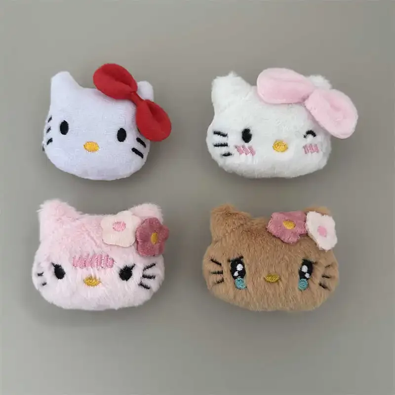 Hairpin Brooch 2-in-1 Cute Cartoon Hello Kitty Plush Doll Doll Pendant School Bag Pin Decoration