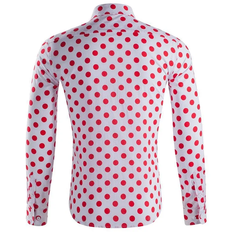 Hot Sale 2022 New Polka Dot Men\'s Beautiful Size Long-sleeved Shirt Casual Fashion Lapel Plus Size Men\'s Clothing