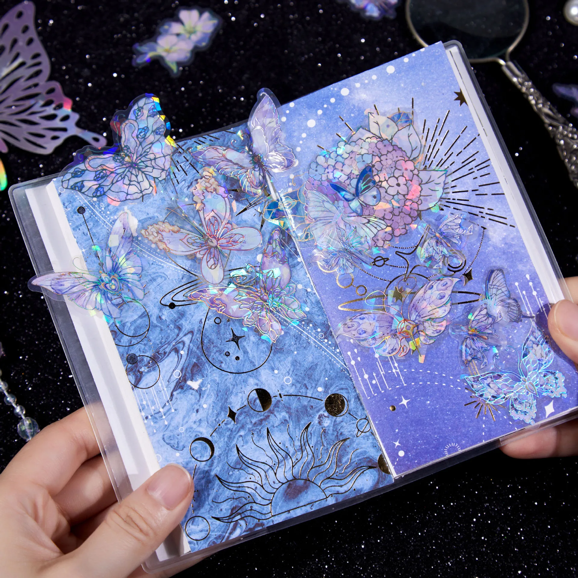 3Pcs The Dream Butterfly Realm Series Decorative Sticker Retro Shell Light Scrapbooking Label Diy Diary Album Journal Planner