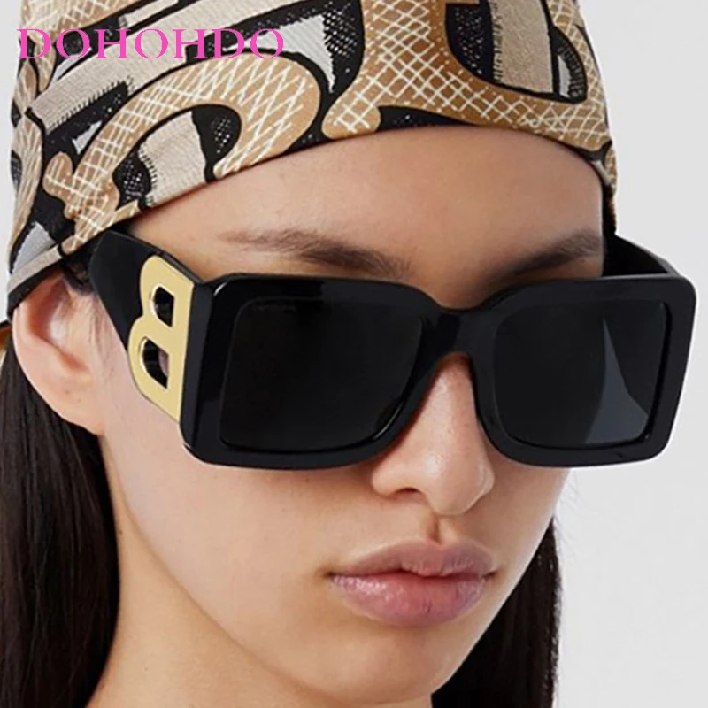 

2025 Vintage Fashion Luxury B Sunglasses For Women Men Oversized Square Travel Driving Shades Anti-Glare Eyewear Unisex UV400