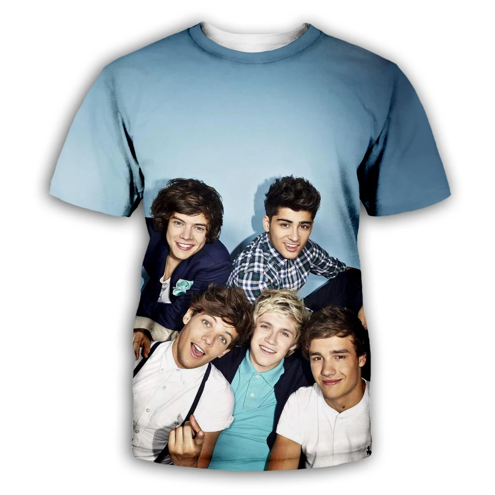 Popular Hip Pop Men T Shirt One-Direction Boys Music Star 3D Print Fashion Short Sleeve Tshirt Pullover Casual Tracksuits A6