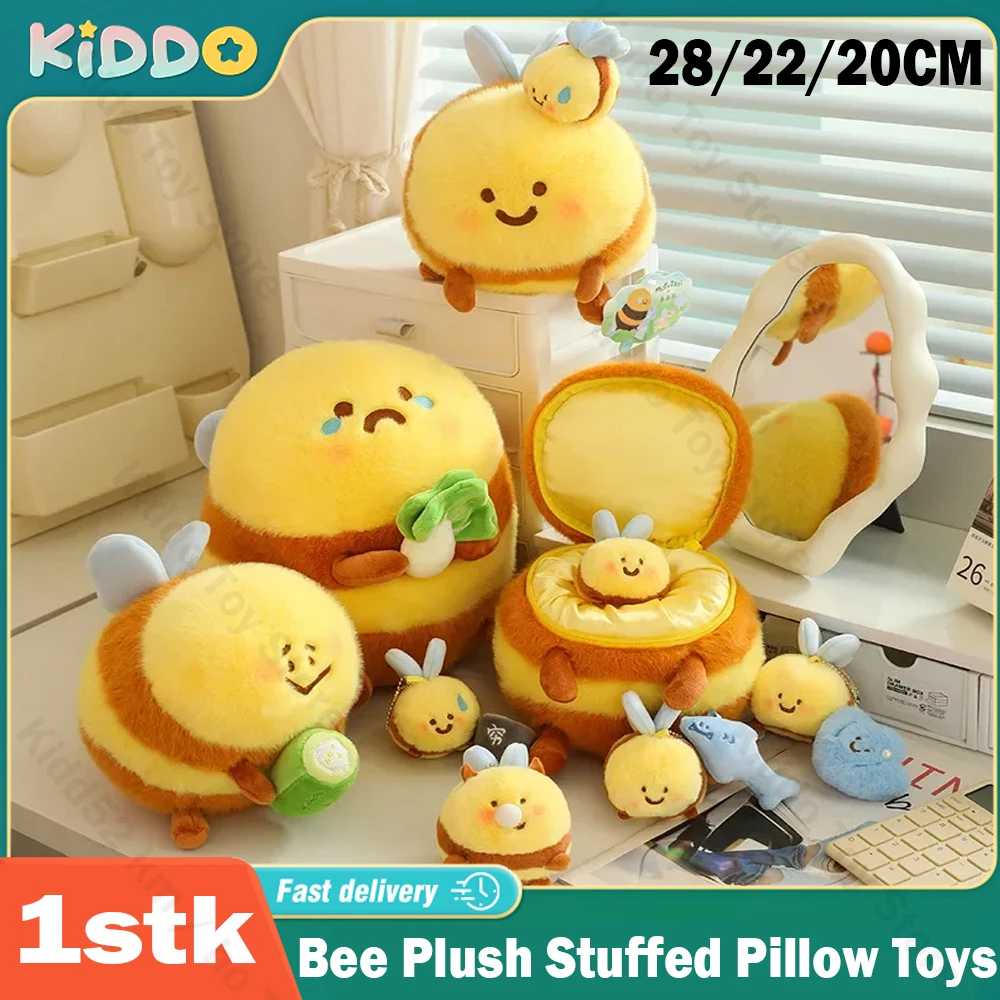 

28/22/20CM Sha Bee Plush Stuffed Pillow Toys Pendant Cai Bee Super Soft Honey Plush Doll Bed Sleep Gifts for Kids Girlfriend