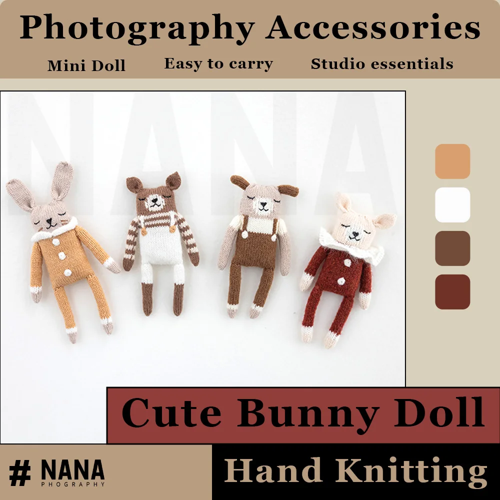 Poupées faites à la main pour nouveau-né, accessoires de photographie, dessin animé mignon, lapin et ours beurre, accessoires de studio photo, jouets décoratifs