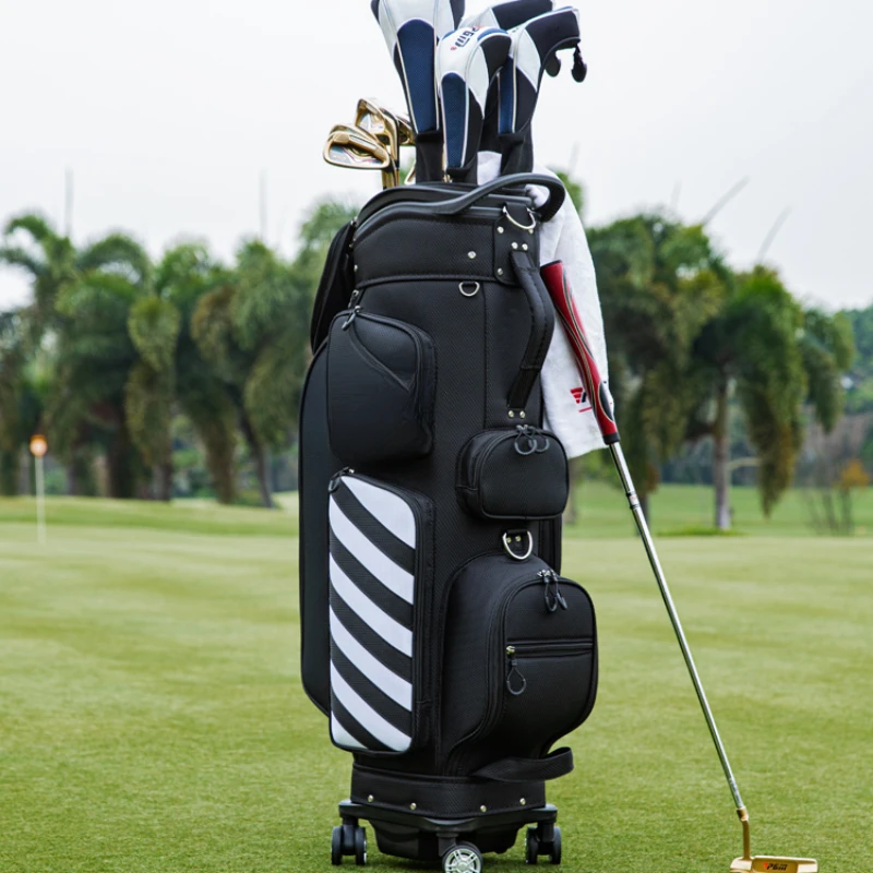 Hard shell golf  men's and women's four-wheel flat push air transport  travel telescopic golf bag