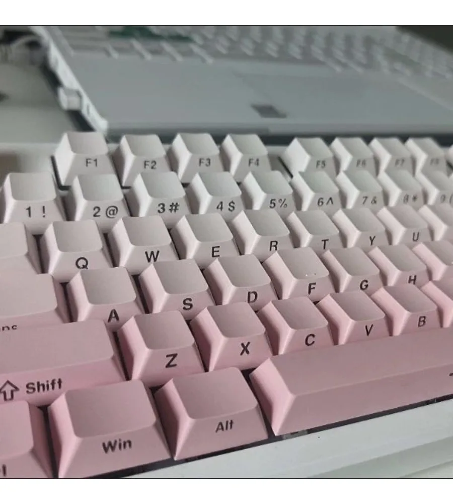 Fog peach powder side engraving PBT gradual change of the same keycap with key puller WootingMade68ATK68