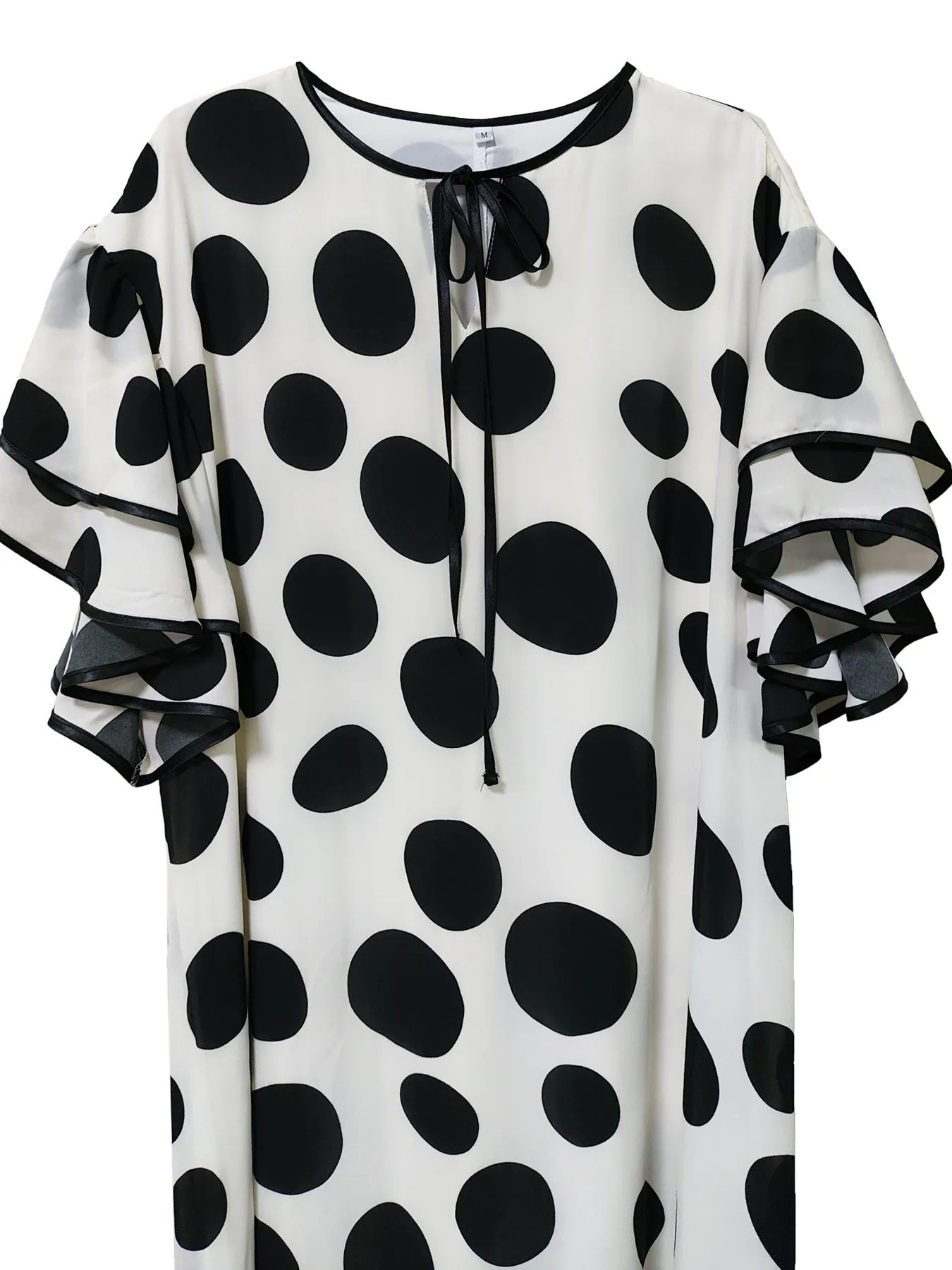 Moda Eid Jalabiya Ruffles Polka Dot Abaya Abito da sera per le donne Abaya Abito lungo da sera Musulmane Femme Arabo Vestido