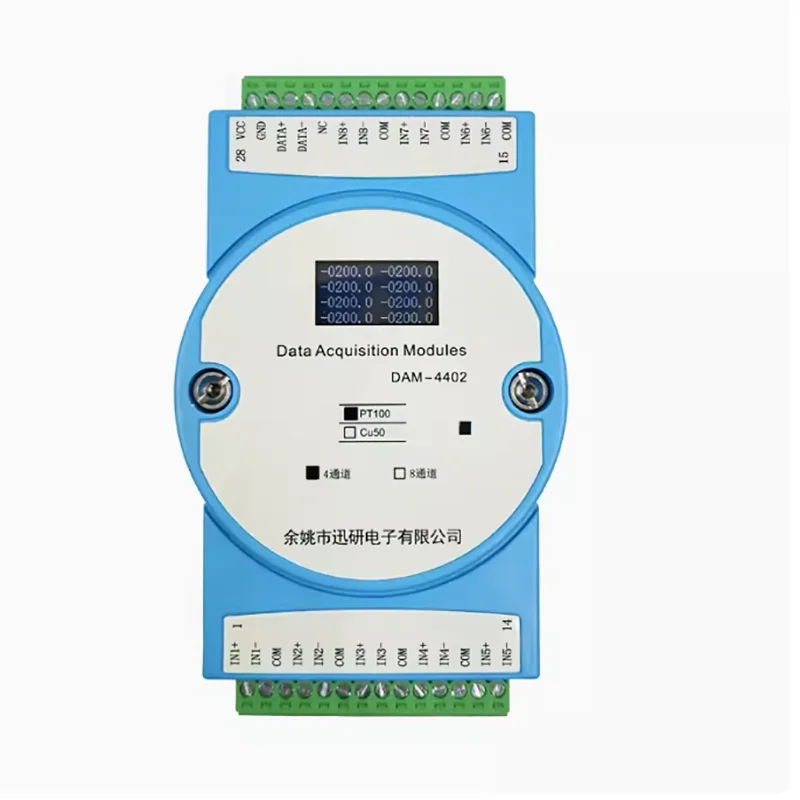 

4-way/8-way PT100 platinum thermistor RTD input temperature acquisition module transmitter to RS485 DAM-4402