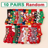 5/10Pairs Women'S Christmas Socks - Festive Santa, Reindeer, Snowman, Candy Canes - Warm Mid-Calf Holiday Stockings - Red, Green