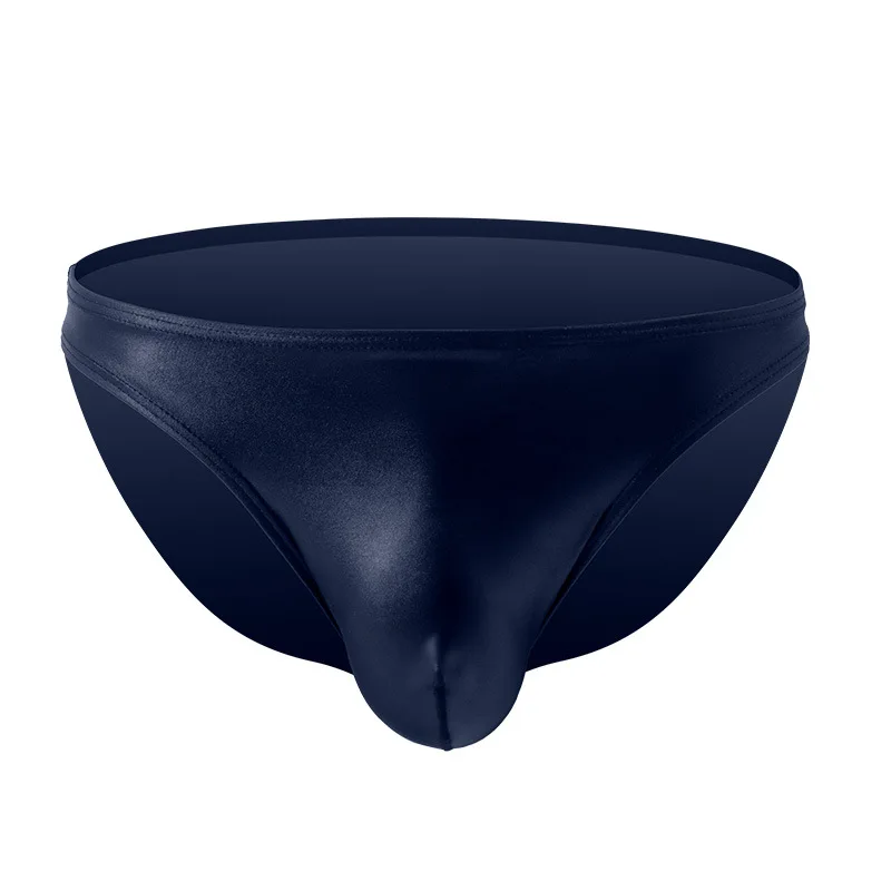 Mens Briefs Shorts Faux Leather Underpants Middle Waist Pantie U Convex Pouch Panties Man Underwear Cueca Calzoncillo Ropa M-XXL