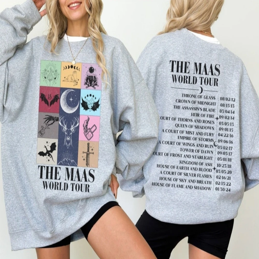 Bluza chłopięca Sarah J. Maas World Tour ACOTAR - Merch TOG SJM z Cassianem, Nestą, Rhysandem i Azriellem Velarisem