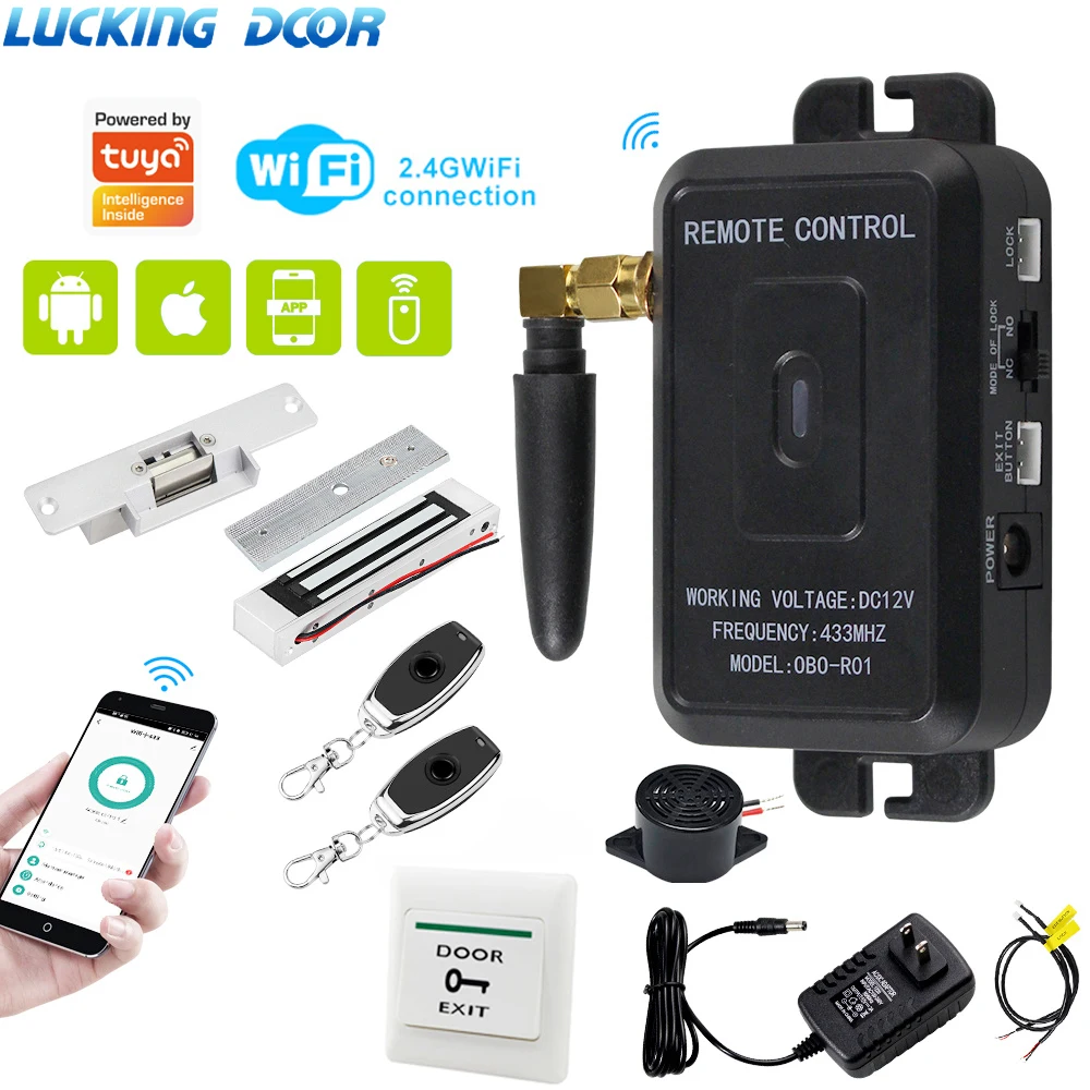Support Tuya App Remote Control Kits For Whole Access Control System with Power Supply Electronic Locks,Remote Key Gate Opener