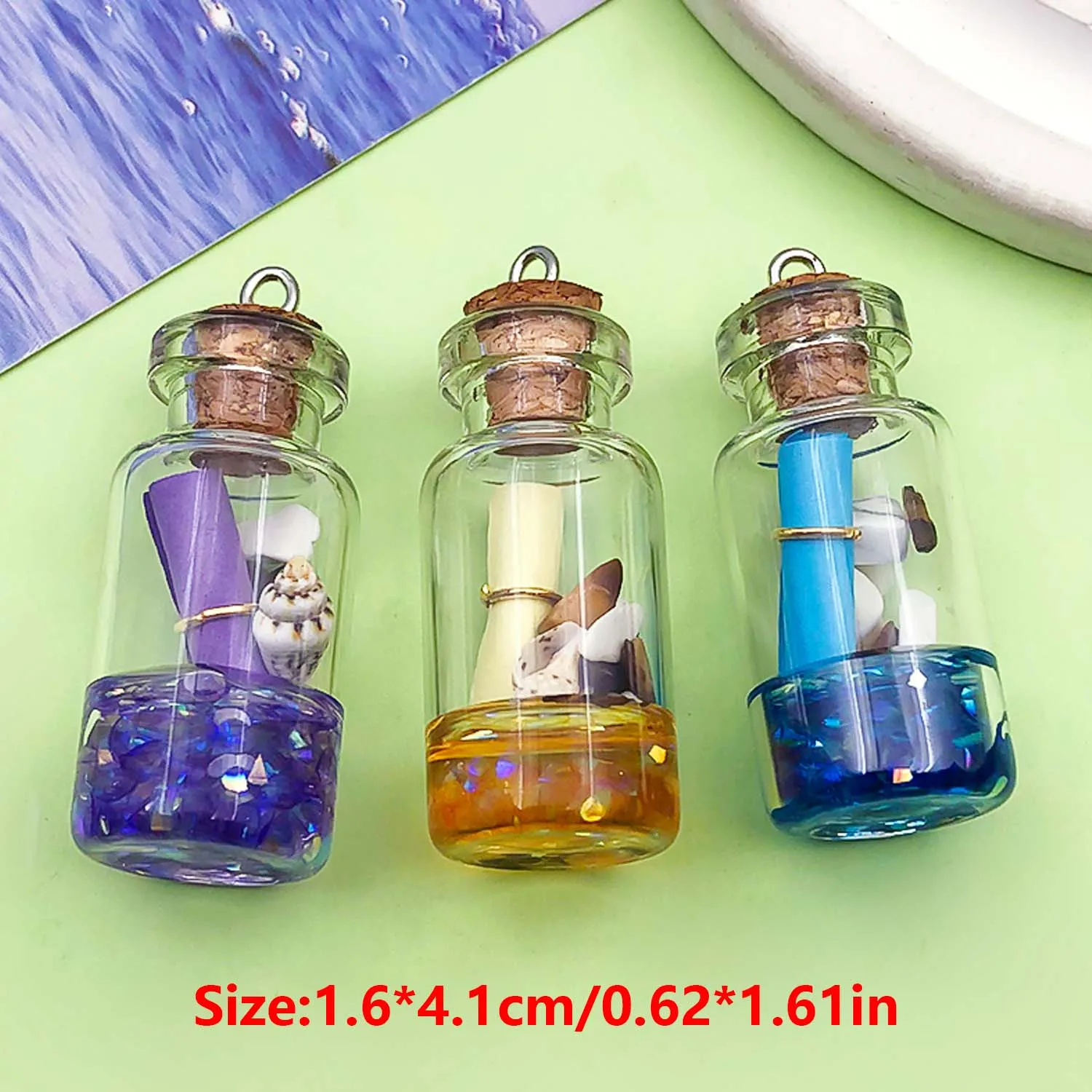 10pcs Transparent Drift Bottle Wishing Bottle Charms Resin 3D Pendants for DIY Bracelet Necklace Jewelry Making Accessory