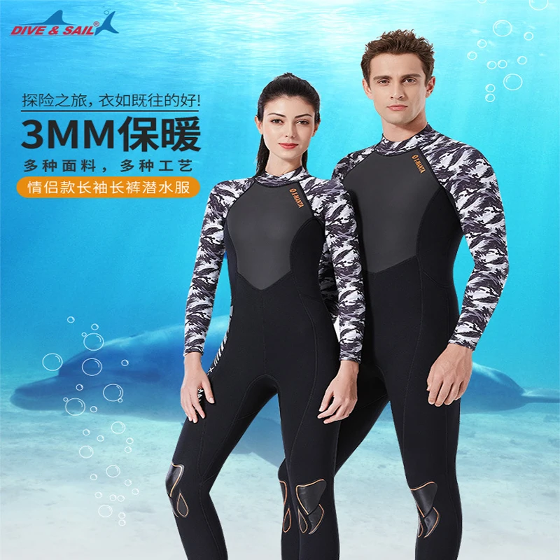 

New 3MM Neoprene Diving Suit Men One-piece Wetsuit Women Snorkeling Surfing Jellyfish Suit Thick And Warm Winter Swimsuit