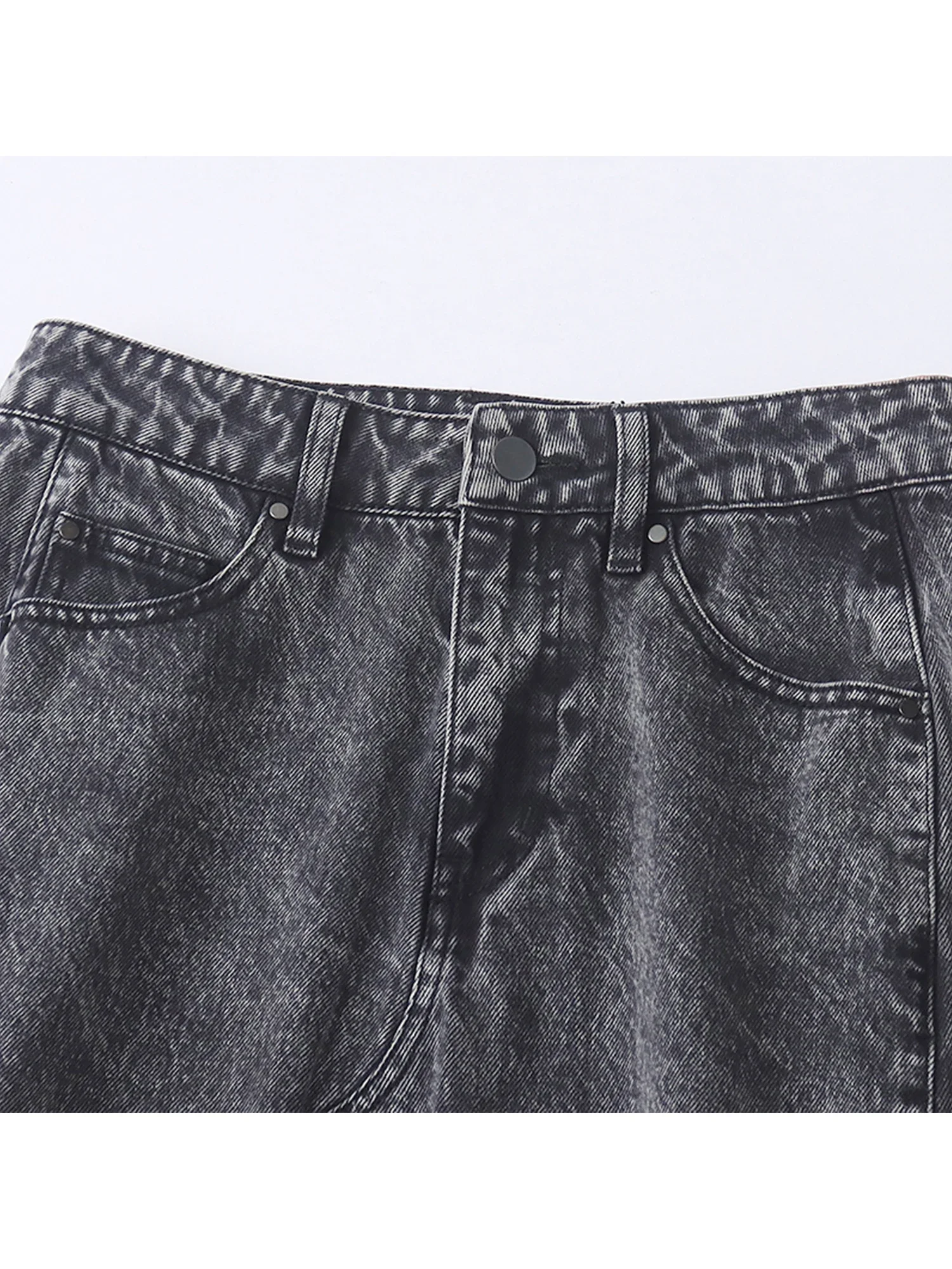 Women's Dark Grey Denim Long Skirt Aesthetic Skirt Harajuku Y2k High Waist Cowboy Skirts with Slit 2000s Clothes Summer
