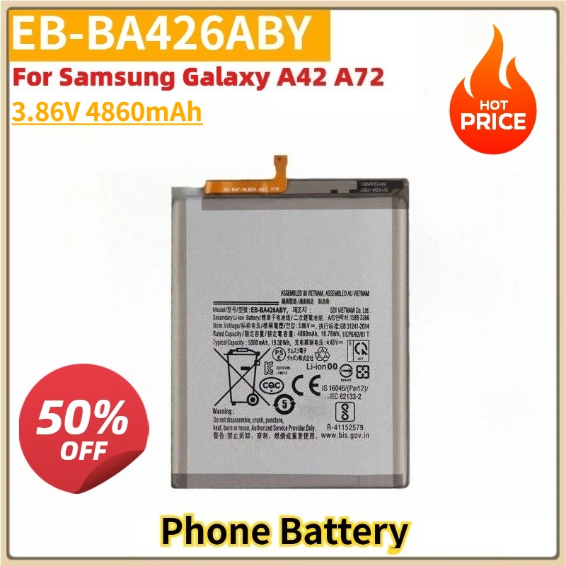 

New Replacement Phone Battery EBBA426ABY EB-BA426ABY 3.86V 4860mAh Battery for Samsung Galaxy A42 A72 High Quality Batteries
