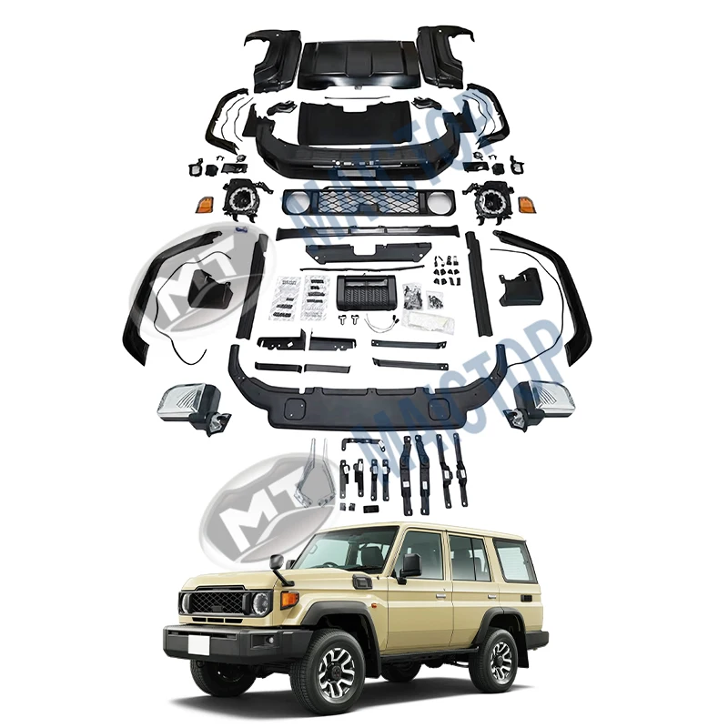 

Maictop Car Accessories Headlight Front Bumper Bodykit Upgrade Kit Facelift for Toyota Land Cruiser 70 Series LC76 LC79 2024