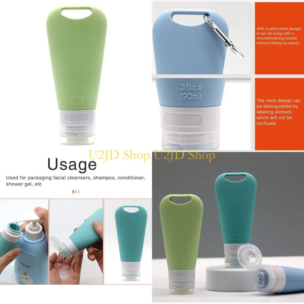 

U2JD Refillable Bottle 90ml Silicone Lotion Container Cosmetic Lotion Refillable