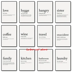 Word Definition Hangry Family Coffee Sister Dictionary Poster Print Canvas Painting Wall Art Picture for Living Room Home Decor