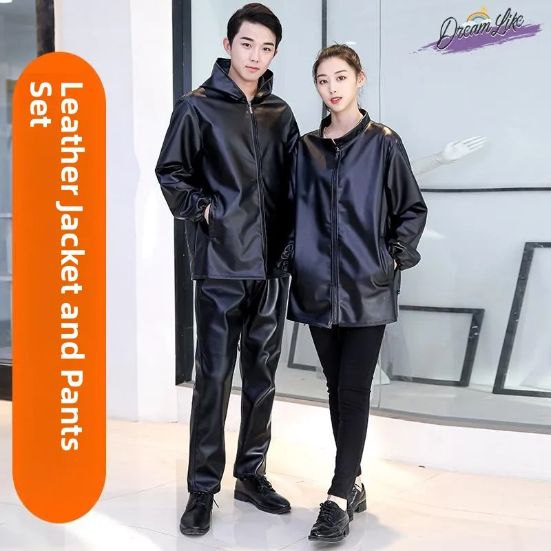 

Мужской кожаный комплект: куртка и брюки, водонепроницаемая мотоциклетная рабочая одежда, зимняя теплая спецодежда для мясников и водолазов, защитная одежда для работы на воде