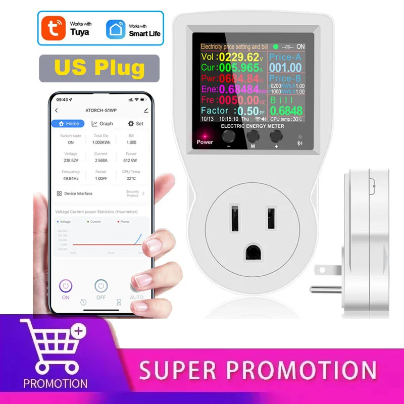 

Tuya WiFi Smart Power Socket 230V APP Remote Control WIFI Wattmeter AC Power Meter Electricity Consumption EU Plug Energy Meter