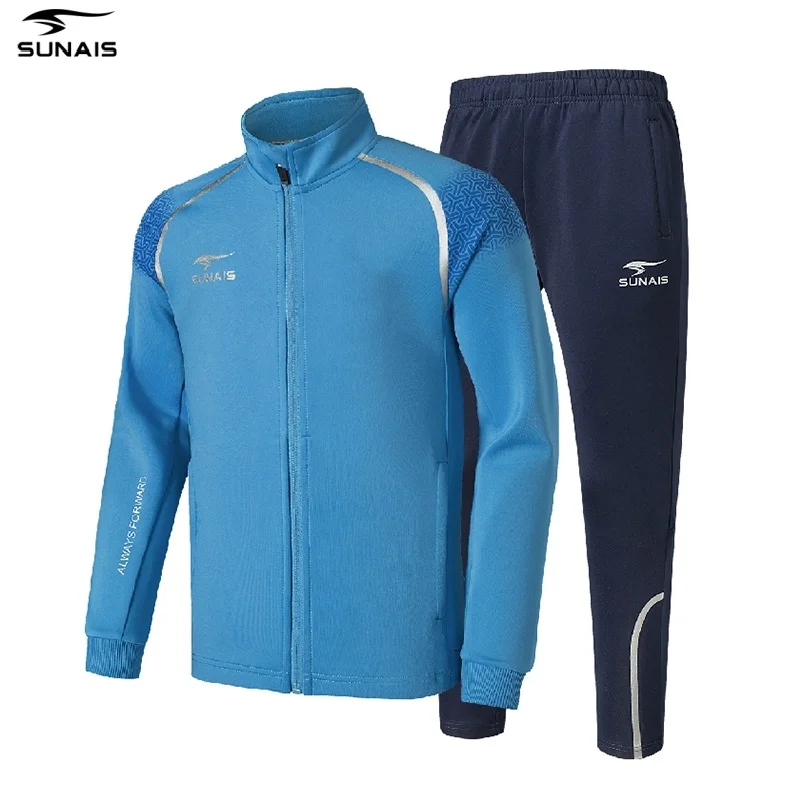 ensemble-de-survetement-de-football-sunais-pour-adultes-et-enfants-veste-respirante-a-col-cardigan-taille-elastique-vetements-de-sport-pour-l'entrainement-au-football-730219