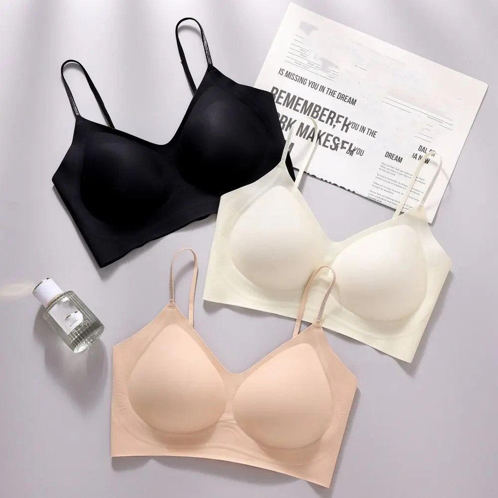 Solid Color Shockproof Wireless Deep V Bra Lingerie Adjustable Seamless Bra Anti-sagging Brassiere for Women Girls
