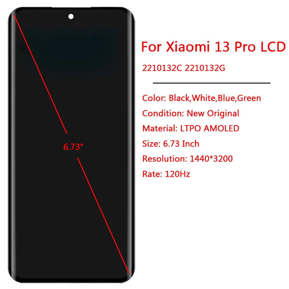 New For Xiaomi Mi 13 Pro LCD AMOLED Original Display Touch Screen With Frame 6.73\