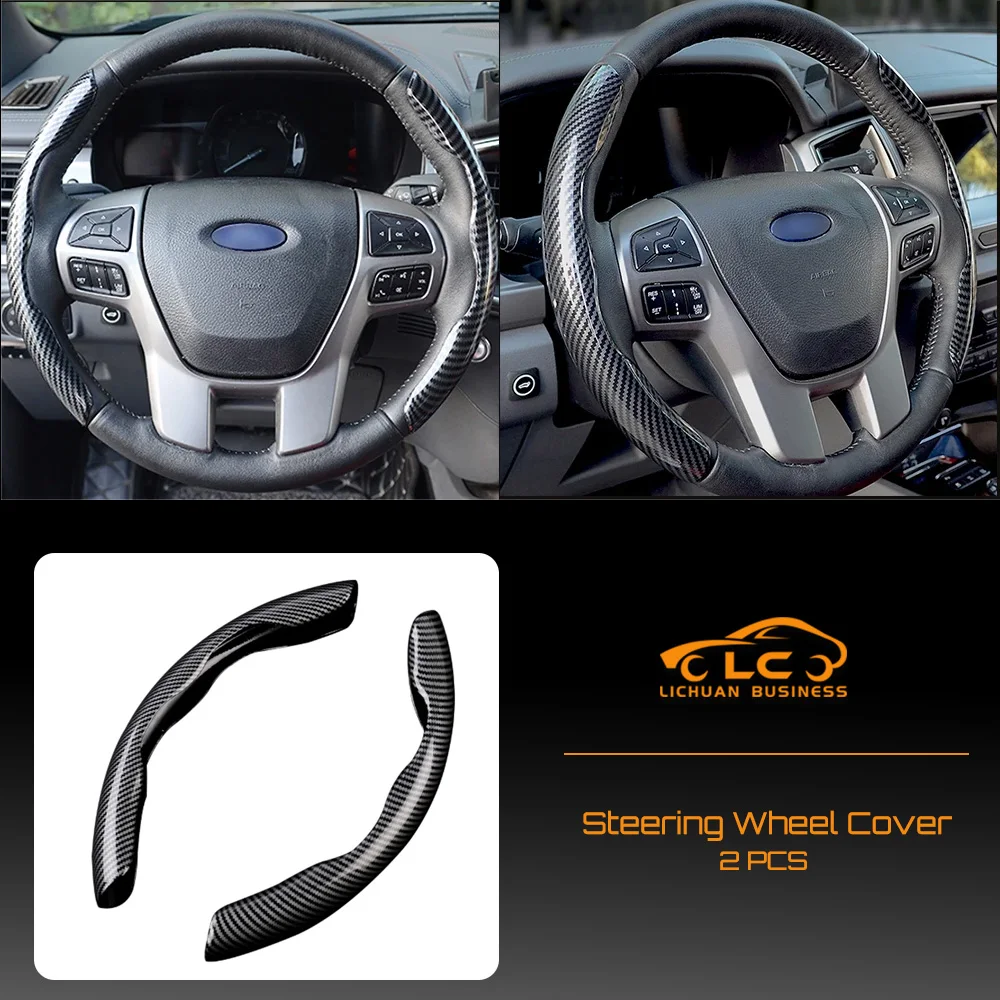 

2pcs Steering Wheel Cover ABS Carbon Fiber Color for Ford Focus 2 1 Fiesta Mondeo 4 3 Transit Fusion Ranger Mustang KA S-max