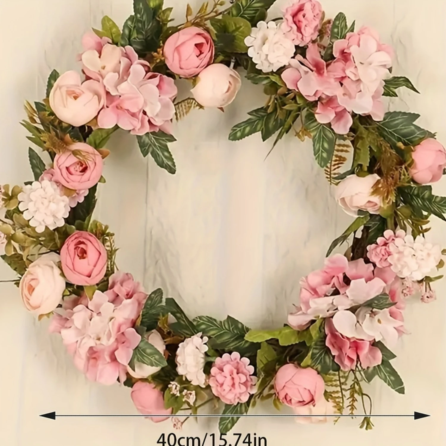 Gorgeous 15.74in Artificial Floral Wreath for Garden Farmhouse Entryway | Stunning Spring Summer Flower Wreath | 1pc Front Door