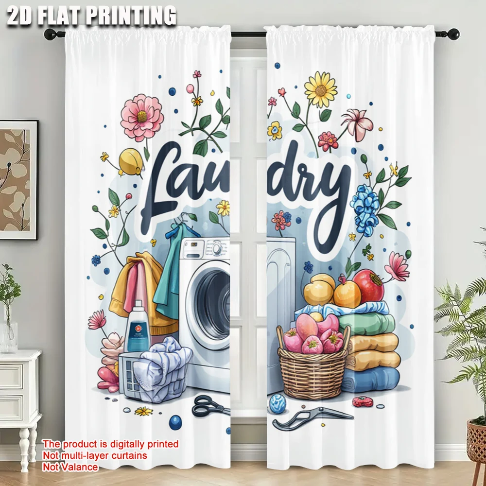 2pcs,2D plane printing Pattern Curtains laundry department Cartoon Design Polyester (without rod) Versatile All Ldeal for