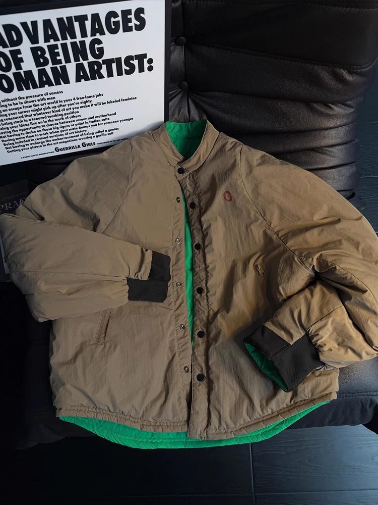 معطف شتوي خفيف الوزن على الوجهين من القطن Jaet للرجال بياقة واقفة معطف قطني فاخر خفيف الوزن للأزواج