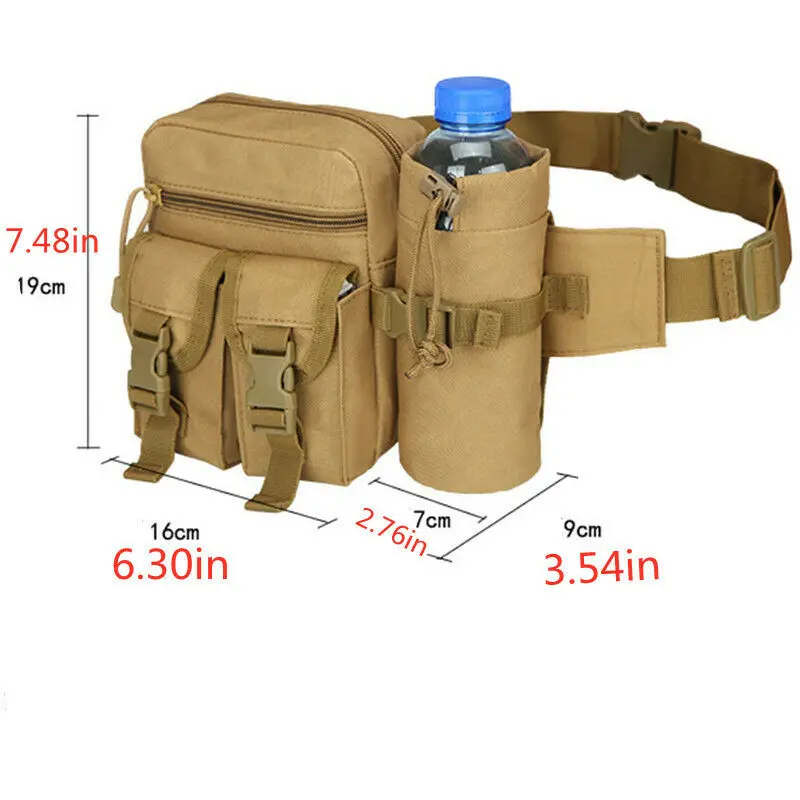 Bottiglia d'acqua tattica da uomo impermeabile Molle Camouflage caccia escursionismo arrampicata Nylon marsupio per cellulare marsupio all'aperto