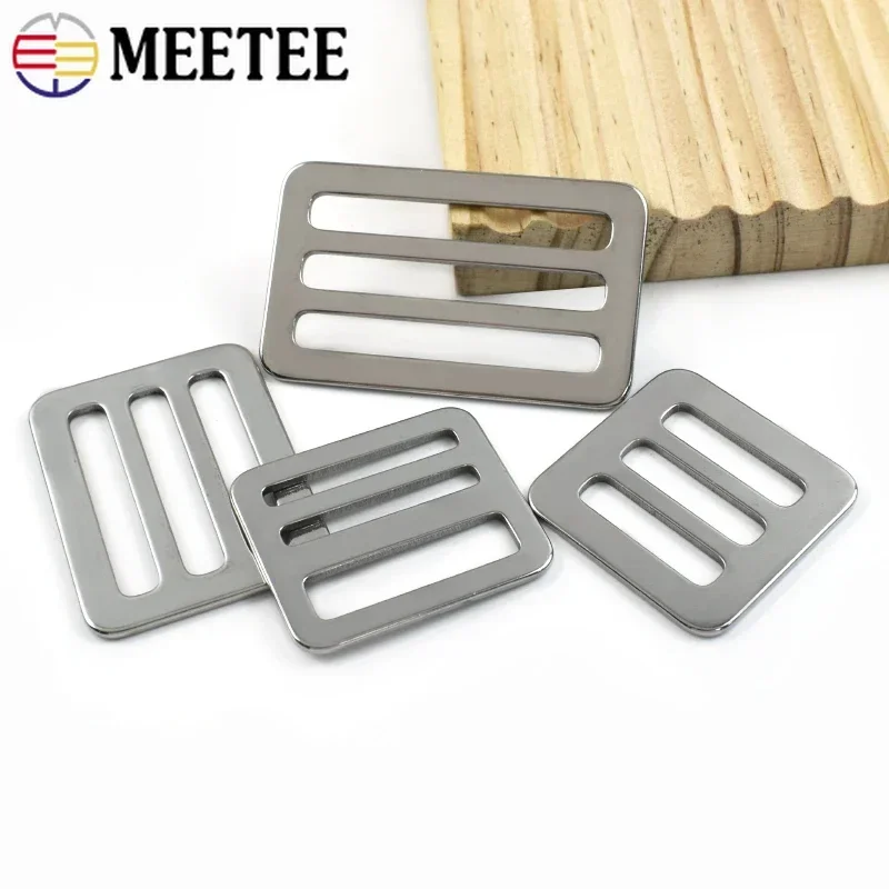 2/5P 26-50 مللي متر الفولاذ المقاوم للصدأ ضبط أبازيم حقيبة حزام حزام ثلاثي الإنزلاق المنزلق حلقة مشبك ظهره حزام المشبك هوك اكسسوارات