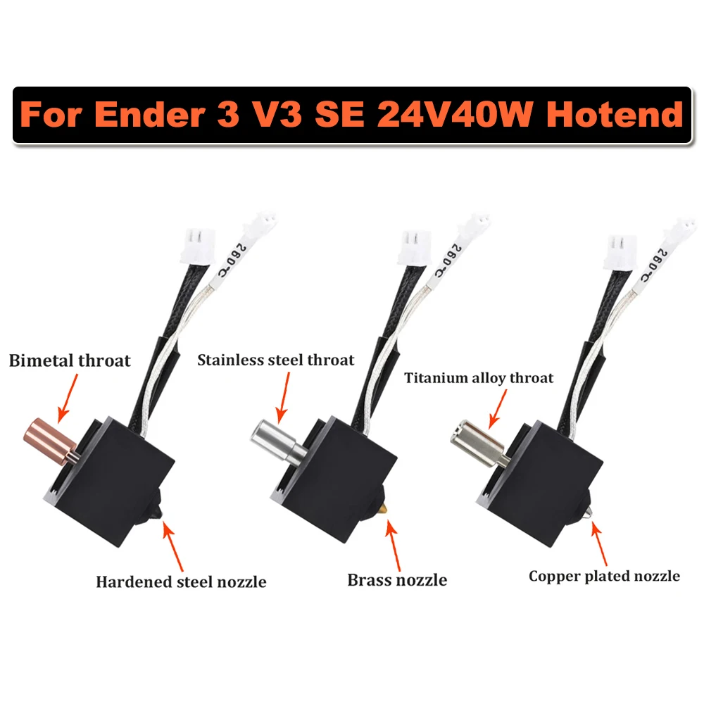 For Ender 3 V3 SE 24V40W Hotend Nozzle Heat-break Heater Block Thermistor 1.75mm For Creality Ender3 V3 SE 3D Printer Parts