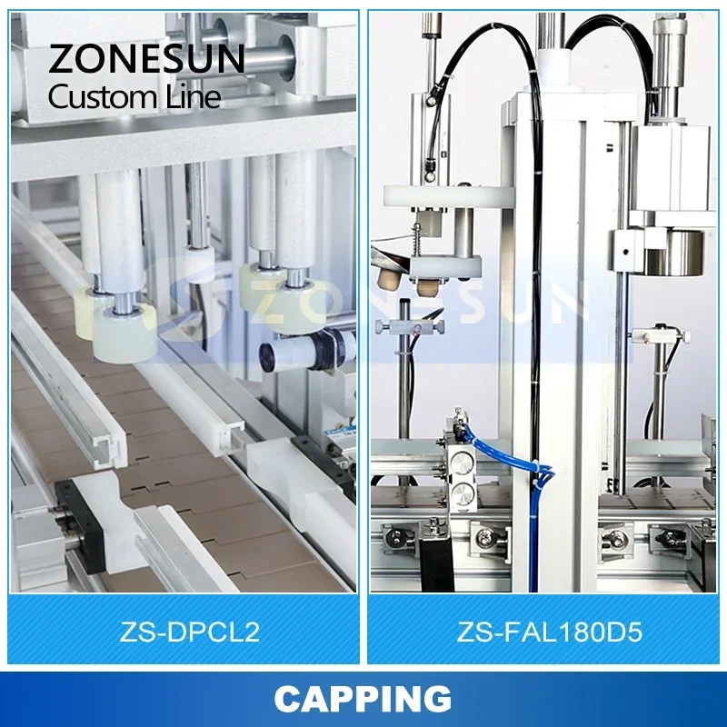 Zonesun máquina automática de enchimento de garrafas líquidas de mesa personalizada, linha de produção comercial ZS-DPCL2