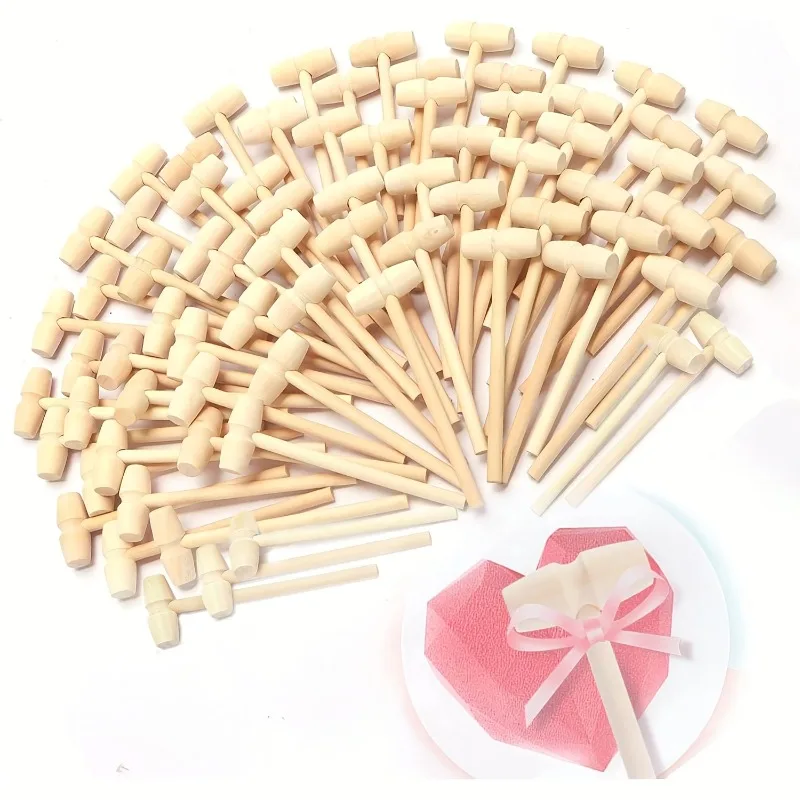 

60pcs Mini Wooden Hammers Small Wooden Mallets for Breakable Chocolate Handcrafted Tool for Breakable Heart Crafts & Party Games