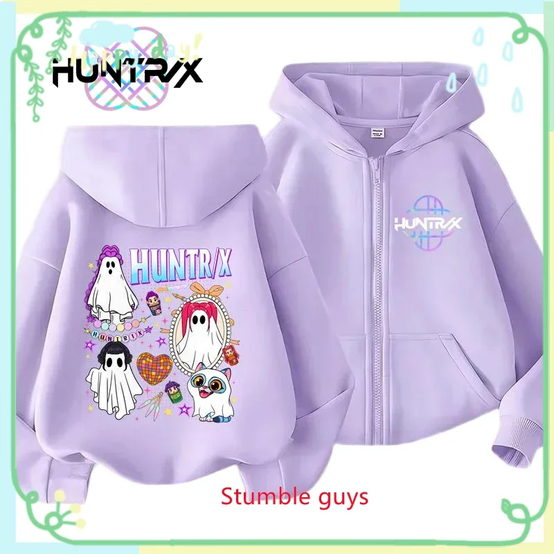 

Kpop Demon Hunters Kids Purple Zip Hoodie Spring Autumn Skin-Friendly Boys Girls Clothes School Trip