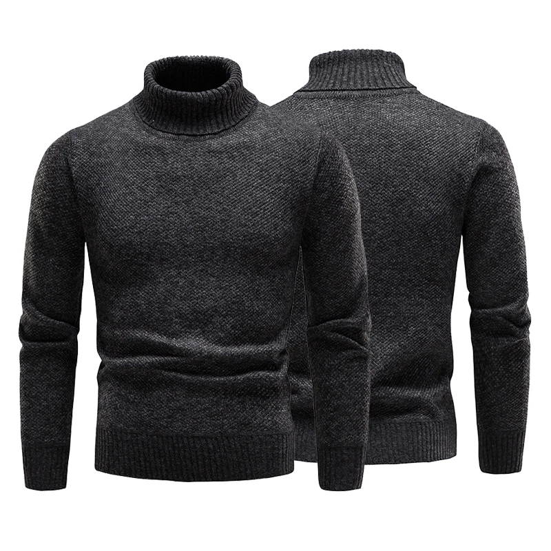 

Autum Winter Warm Turtleneck Sweater Men's Casual Rollneck Knitted Pullover Keep Warm Men Jumper Knit Woolen Sweater